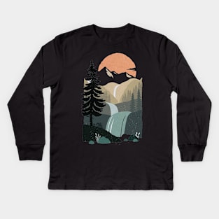 Mountain Pine Forest Awaits Adventure Lovers - Wanderlust Kids Long Sleeve T-Shirt